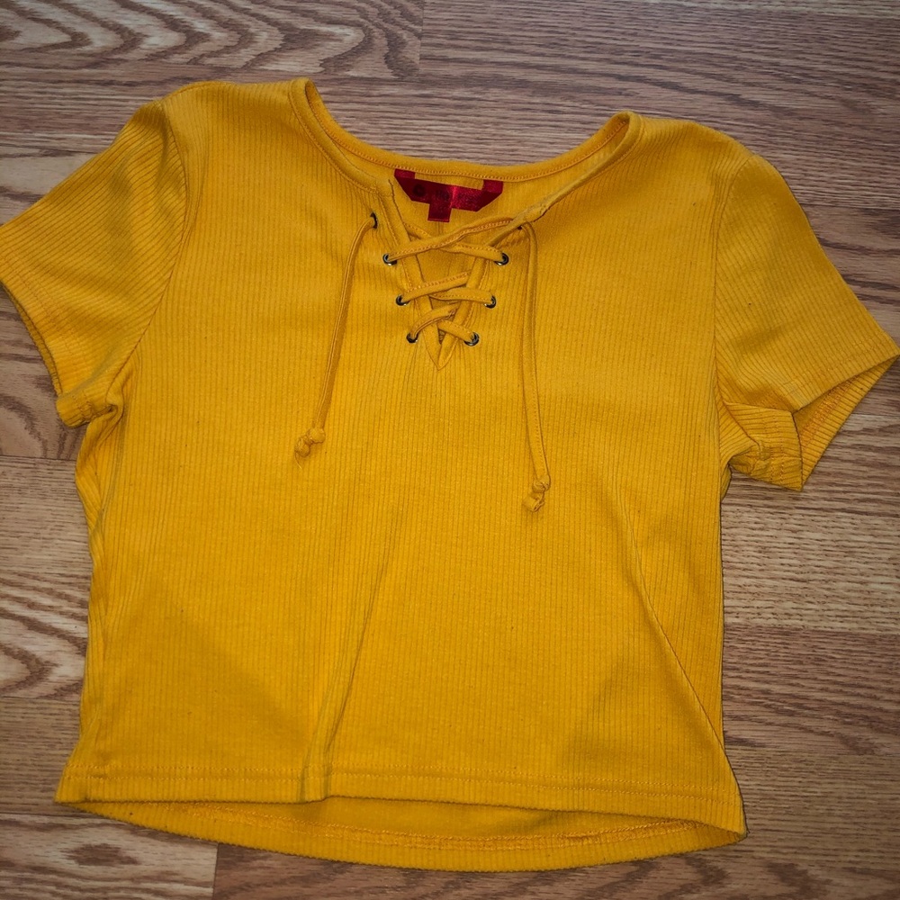 Yellow crop top with ties